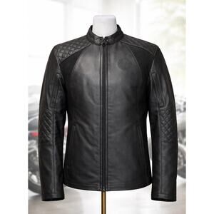 Indian Motorcycle Leather Jacket Drew Women Large Black Zip Liner Moto Fitted
